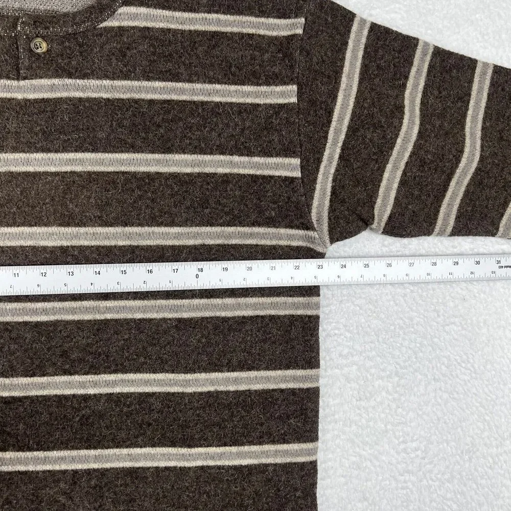 Banana Republic‎ Sweater Mens Medium Brown Striped Alpaca Wool Blend Pullover
